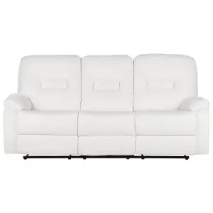 3 Seater Fabric Manual Recliner Sofa White BERGEN