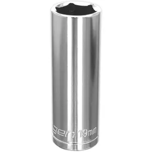 High-Quality 19mm Chrome Plated Deep Drive Socket - 1/2 Inch Square Drive