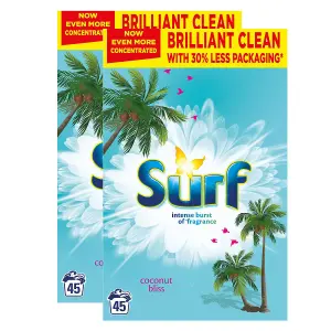 Surf Concentrated Coconut Bliss Laundry Powder 2.25kg, 90 Washes, 2Pk