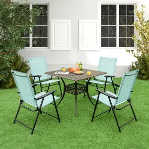 Costway Set of 2 Patio Folding Dining Chairs Outdoor Portable Sling Back Chairs