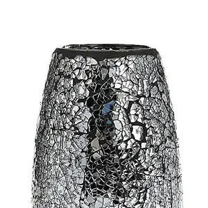 London Boutique Decorative Vase Mosaic Black Handmade Glitter Vase Sparkle Glass gift present (Black)