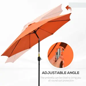 Outsunny 2.6M Patio Umbrella Outdoor Sunshade Canopy w/ Tilt and Crank Orange