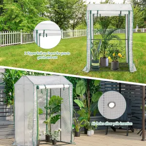 COSTWAY Outdoor Greenhouse Walk-in Garden Greenhouse w/ 2 Zippered Roll up Doors