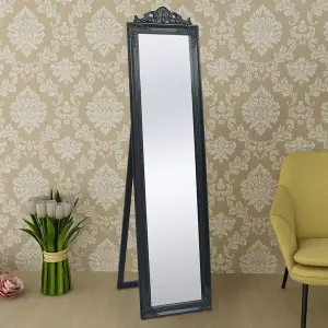 Berkfield Free-Standing Mirror Baroque Style 160x40 cm Black