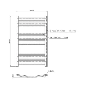 Rinse Curved Bathroom Heated Towel Rail Warmer Radiator Central Heating Anthracite - 800x500mm