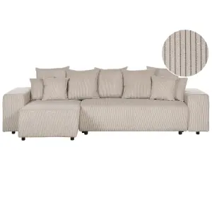 Corner Sofa LUSPA Taupe Corduroy Right Hand