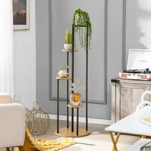 COSTWAY Indoor Metal Plant Stand 125 cm Tall Corner Plant Shelf Display Shelf