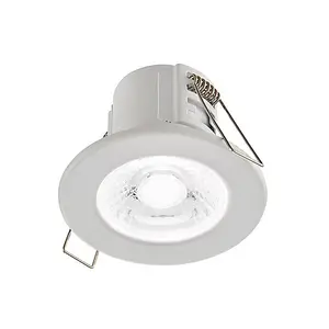 Luminosa Shieldeco Fire Rated Integrated LED Bathroom Recessed Light Matt White, Acrylic IP65