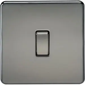 Knightsbridge Screwless Single Switch Intermediate 10AX 1 Gang Black Nickel - SF1200BN