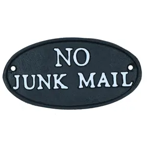 No Junk Mail Cast Iron Sign Plaque Door Wall House Home Gate Post Yard