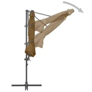 Berkfield Outdoor Umbrella with Portable Base Taupe