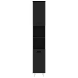 Berkfield Bathroom Cabinet Black 30x30x179 cm Engineered Wood