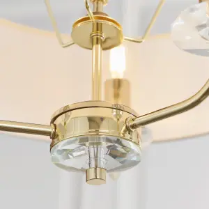 Anson Lighting Eureka 3lt Pendant light finished in Brass plate and vintage white fabric