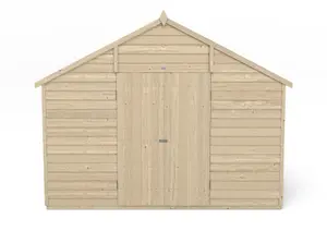 Forest Garden Overlap 10x10 ft Apex Wooden 2 door Shed with floor & 4 windows - Assembly service included