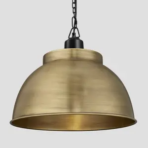 Industville Brooklyn Dome Pendant, 17 Inch, Brass, Black Chain Holder