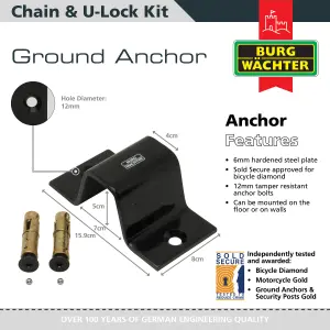 2 x 1M HEAVY DUTY CHAIN, 2 U-LOCKS AND  2 ANCHORS