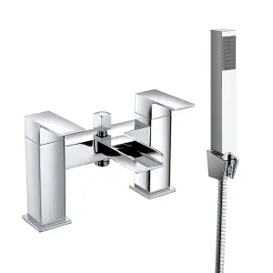 SunDaze Bathroom Dual Handle Bath Filler Mixer Tap & Hand Held Shower Head Set Chrome