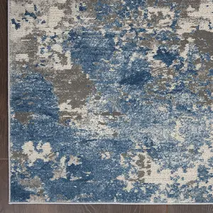 Grey Blue Abstract Modern Luxurious Easy to Clean Rug for Living Room, Bedroom and Dining Room-282cm X 389cm