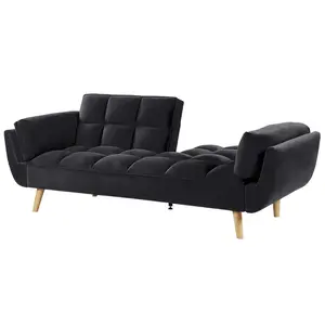 Beliani Retro Sofa Bed ASBY Black Velvet