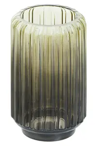 Interiors by Premier Durable Large Grey Ribbed Glass Vase, Robust Pottery Vase, Contemporary Design Glass Vase For Flowers