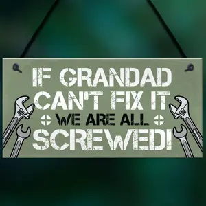 Red Ocean Grandad Fix It Screwed Man Cave Garage Shed Hanging Plaque Dad Grandad Gift Sign Funny