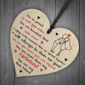 Gift For Girlfriend Anniversary Valentines Day Gift For Her Wooden Heart Keepsake