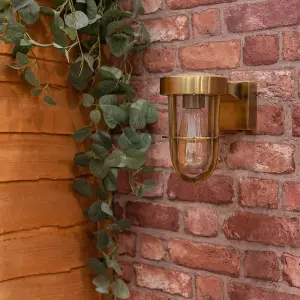 ValueLights Fanar Industrial Antique Brass Bathroom Wall Light