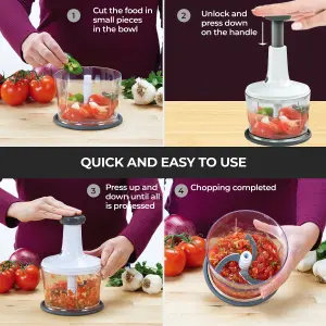 Manual Hand Press Food Processor Chopper