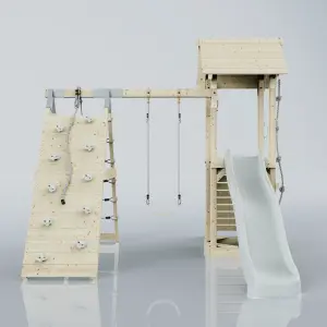 PolarPlay Tower Kids Wooden Climbing Frame with Swing and Slide - Climb & Swing Tyra Mist