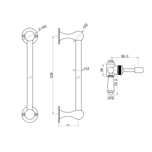 ENKI Gold Traditional Solid Brass & Ceramic Shower Slider Rail S23