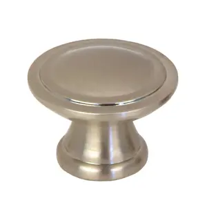 Satin Zinc alloy Nickel effect Round Cabinet Knob (Dia)29.7mm