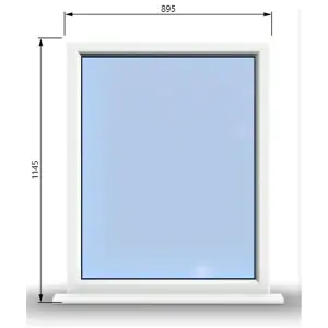 895mm (W) x 1145mm (H) PVCu StormProof Window - 1 Non Opening Window - Toughened Safety Glass - White