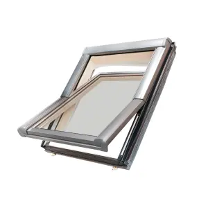 Site Standard Anthracite Aluminium alloy Centre pivot Roof window, (H)1180mm (W)1140mm