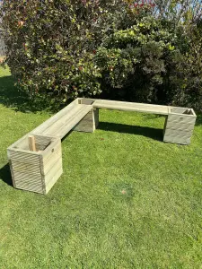 Square Decking Planters & Bench Ruby Wooden Corner Garden Seat Combination