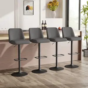 Neshay Swivel Upholstered Adjustable Height Counter Stool with Metal Frame (Set of 2) Grey