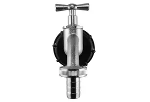 IBC 2 Inch S60X6 Cap with Nickel Plated Bib Tap and Three Quarter Inch Barb Connection