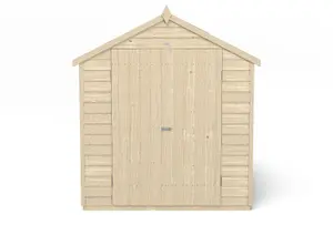 Forest Garden Overlap 8x6 ft Apex Wooden Pressure treated 2 door Shed with floor & 2 windows (Base included)