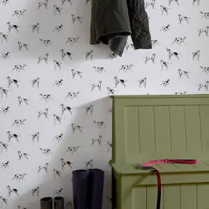 Joules White Dogs Smooth Wallpaper