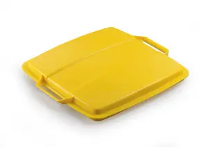 Durable DURABIN Grey Square Recycling Bin + Yellow Lid - Food Safe - 90L