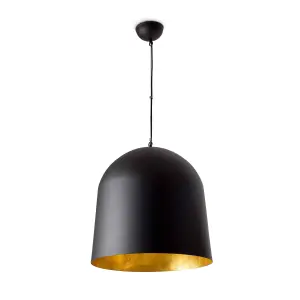 Luminosa Crater 3 Light Dome Ceiling Pendant Black, Gold, E27