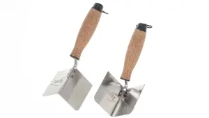 Toolty Corner Lining Internal and External Angled Trowel with Cork Handle Set 2PCS 80x60mm Stainless Steel for Plastering DIY