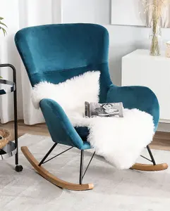 Rocking Chair ELLAN Velvet Sea Blue