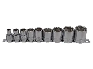 Whitworth Socket Set 1/2" Drive 9 Sockets BiHex With Socket Rail Chrome Vanadium