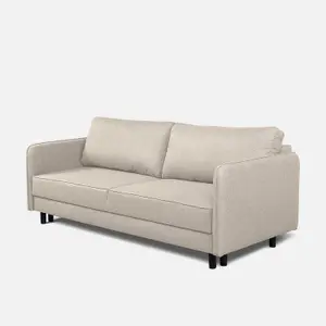 Bruno 3 Seater Sofa Bed with Storage - Beige (Lumos22)