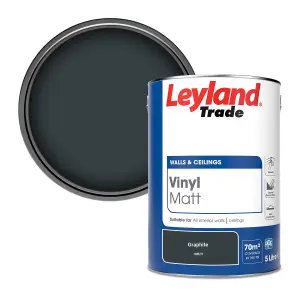 Leyland Trade Vinyl Matt Walls & Ceilings Emulsion Paint Graphite (18B29) 5L