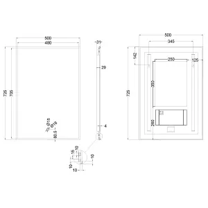 Rio Brushed Gold  Framed Backlit LED Bathroom Mirror with Dual Light (W)50cm (H)72cm