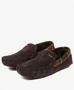 Barbour Monty Slippers Brown Suede 11