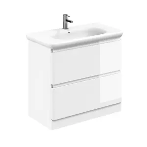 Marvel 900mm Floor Standing Bathroom Vanity Unit in Gloss White with Round Resin Basin