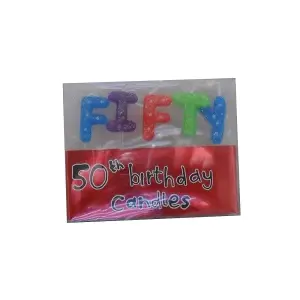 50th Birthday Pick Candles Multicoloured (One Size)