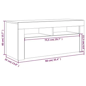 vidaXL TV Cabinet with LED Lights Brown Oak 90x35x40 cm